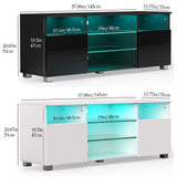 Uspeedy TV Stand,High Glossy LED TV Stand for 65 inch TV Stand,Modern TV Entertainment Center with Adjustable Storage Shelf,TV Console Table with RGB LED 20 Color Lighting(57IN Black) Uspeedy