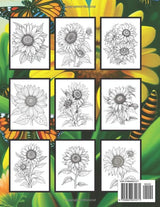 sunflower gifts: Sunflowers Coloring Book For Adults Majosta