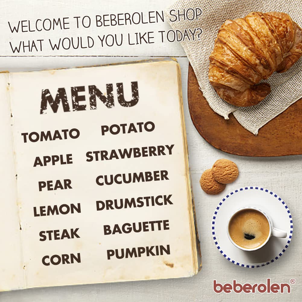 Beberolen Wooden Play Food Sets for Kids Kitchen Toddlers Wood Toys Cutting Fruit Pretend Food Play Kitchen Accessories Set for Boys and Girls Beberolen