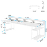 Tribesigns Two Person Desk with Monitor Stand, 78.74" Long Double Computer Office Desk with Storage Shelves, Large Gaming Desk Study Writing Table Workstation for Home Office (White) Tribesigns