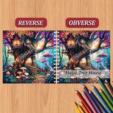 Spiral Bound Adult Coloring Book, 24 Pages Magic Treehouse Coloring Books for Relaxation and Stress Relief, Single Sided Pages Thick Paper Mindfulness Adult Coloring Book WoodArtSupply