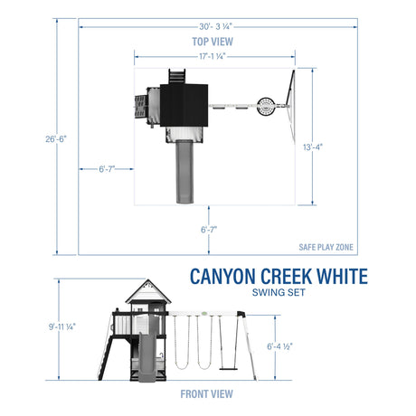 Backyard Discovery Canyon Creek White Cedar Wood Swing Set with Wave Slide, Clubhouse, Play Kitchen, Picnic Area, Belt Swings, Web Swing, Rock Wall, Balconies, Playhouse, Step Ladder, Outdoor Playset Backyard Discovery