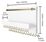 SANY DAYO HOME 27 Hooks Wall Mounted Necklace Holder 14 x 6 inch Hanging Rustic Wooden Jewelry Organizer with Removable Bracelet Rod and Shelf for Kids, Girls, Women - Ivory White SANY DAYO HOME