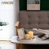 Hanobe Decorative Serving Tray Round: Farmhouse Coffee Table Tray for Ottoman Boho Wooden Centerpiece Rustic White Washed Mandala Home Decor Living Dining Room Kitchen Counter Display Hanobe