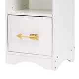 VECELO 8-Tier Narrow Bookshelf, Modern Tall Bookcase with Adjustable Shelves, Raised Base & Fabric Drawer, Storage Rack for Living Room, Bedroom, Office, White VECELO