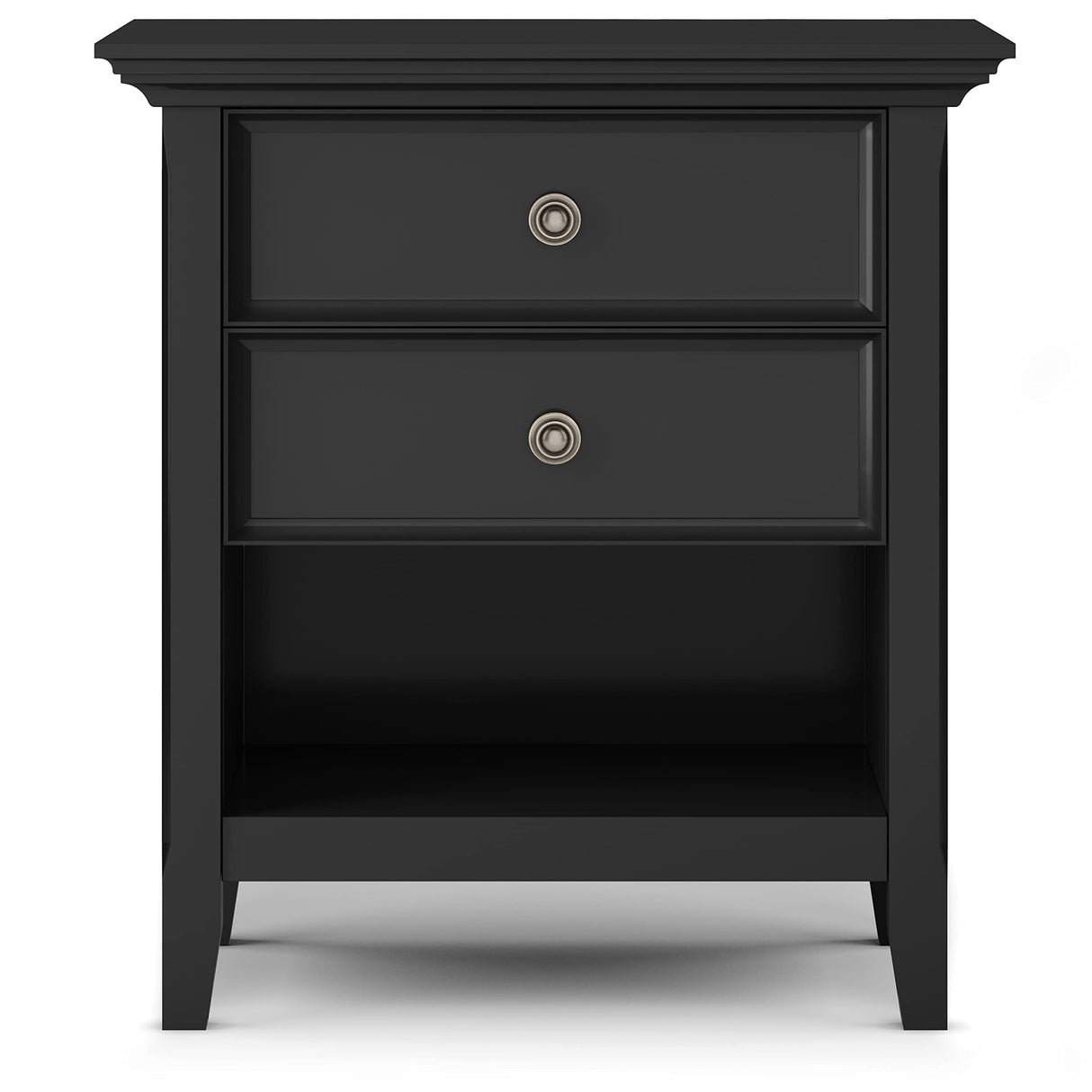 SIMPLIHOME Amherst SOLID WOOD 24 Inch Wide Traditional Bedside Nightstand Table in Black, For the Living Room and Bedroom SIMPLIHOME