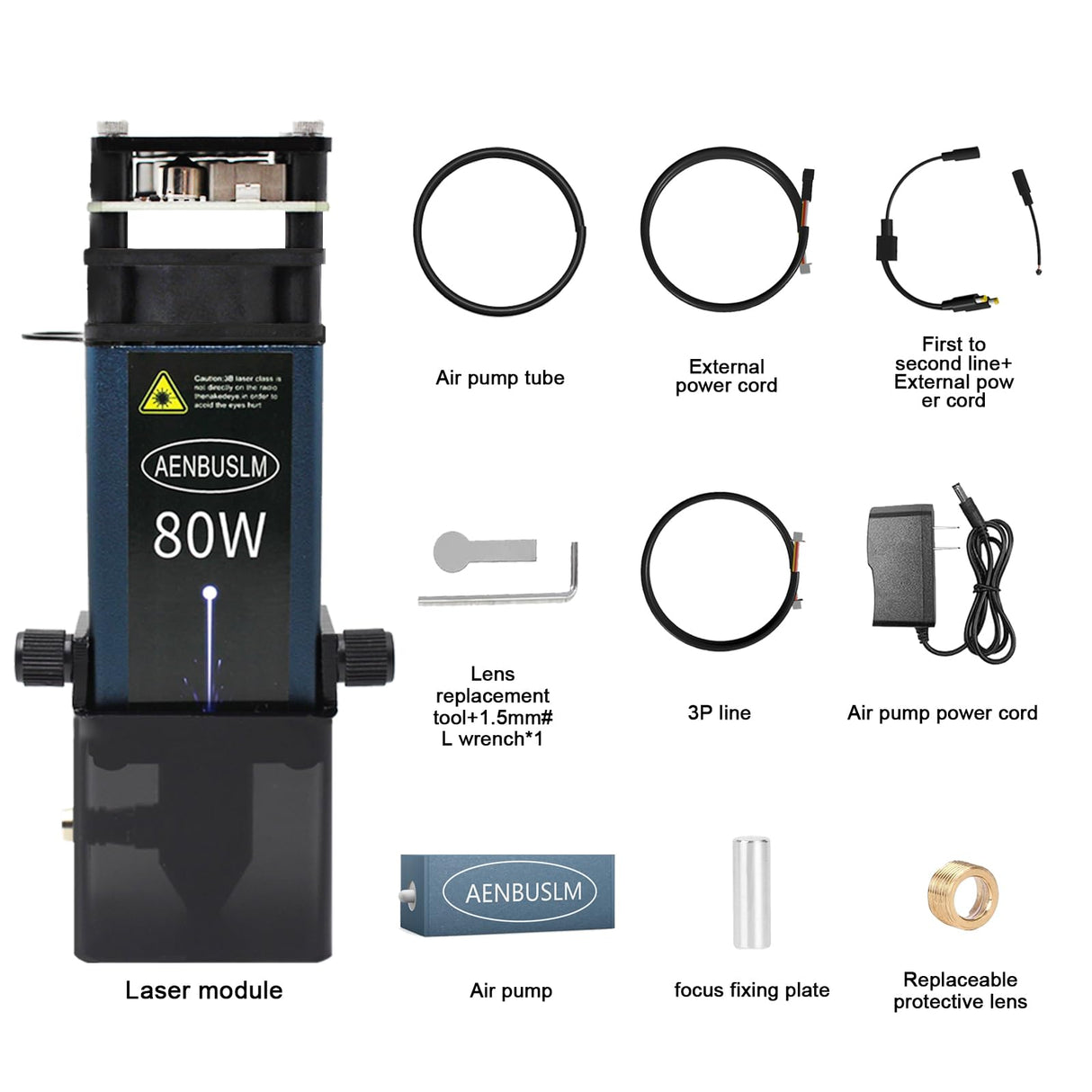 AENBUSLM 80W Laser Module,10W Output PowerLaser Engraving Cutting Module for Wood,Compressed Spot CNC Carving DIY Laser Master for Laser Cutter & Laser Engraver Machine - Laser Class:lV (24V) AENBUSLM