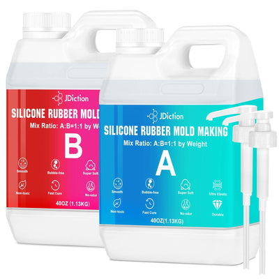 JDiction Silicone Mold Making Kit, 5lb(80oz) Super Elastic Liquid Silicone for Molds Making, Fast Cure Soft Mold Making Silicone Rubber for Casting Resin Molds/Silicone Molds/Candle/Soap Molds