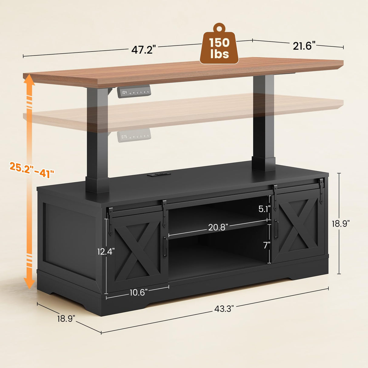 SEDETA Lift Top Coffee Table, Rectangle Coffee Table with Storage and Barn Door, Smart Height Adjustable Coffee Table with Power Outlet for Living Room, Black SEDETA