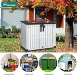 YITAHOME 36 cu ft Resin Outdoor Storage Shed, Weather-Resistant Horizontal Tool Shed, Waterproof Outdoor Storage with Lockable Doors & Air Vent for Trash Cans, Garden Tools (Light Gray) YITAHOME