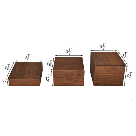 MOOCA Customizable Wooden Display Risers Set - 3 Different Height Stands for Jewelry, Watches, Cosmetics, and Accessory, Brown Color MOOCA