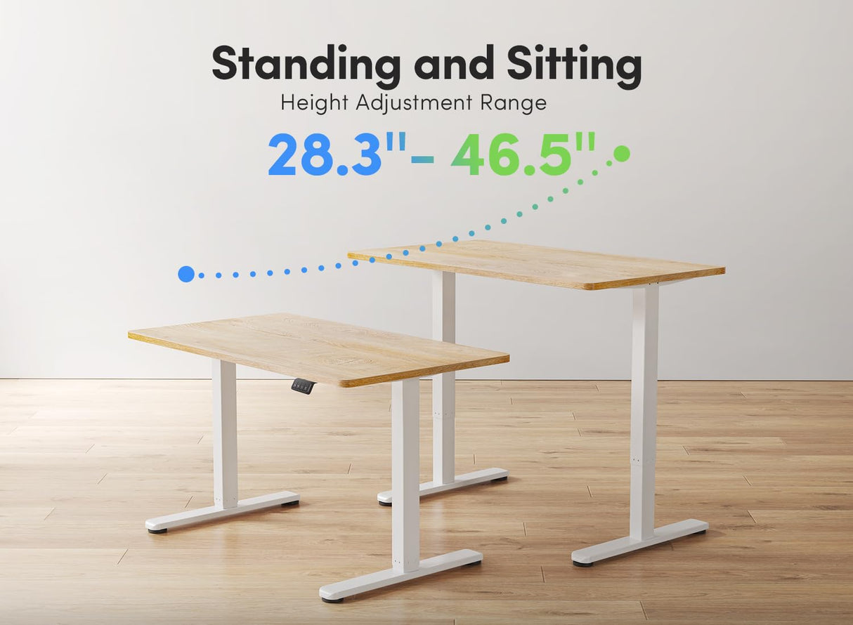 FEZIBO Standing Desk, Height Adjustable Computer Desk 48"x24", Sit Stand Workstation for Home Office,Oak FEZIBO