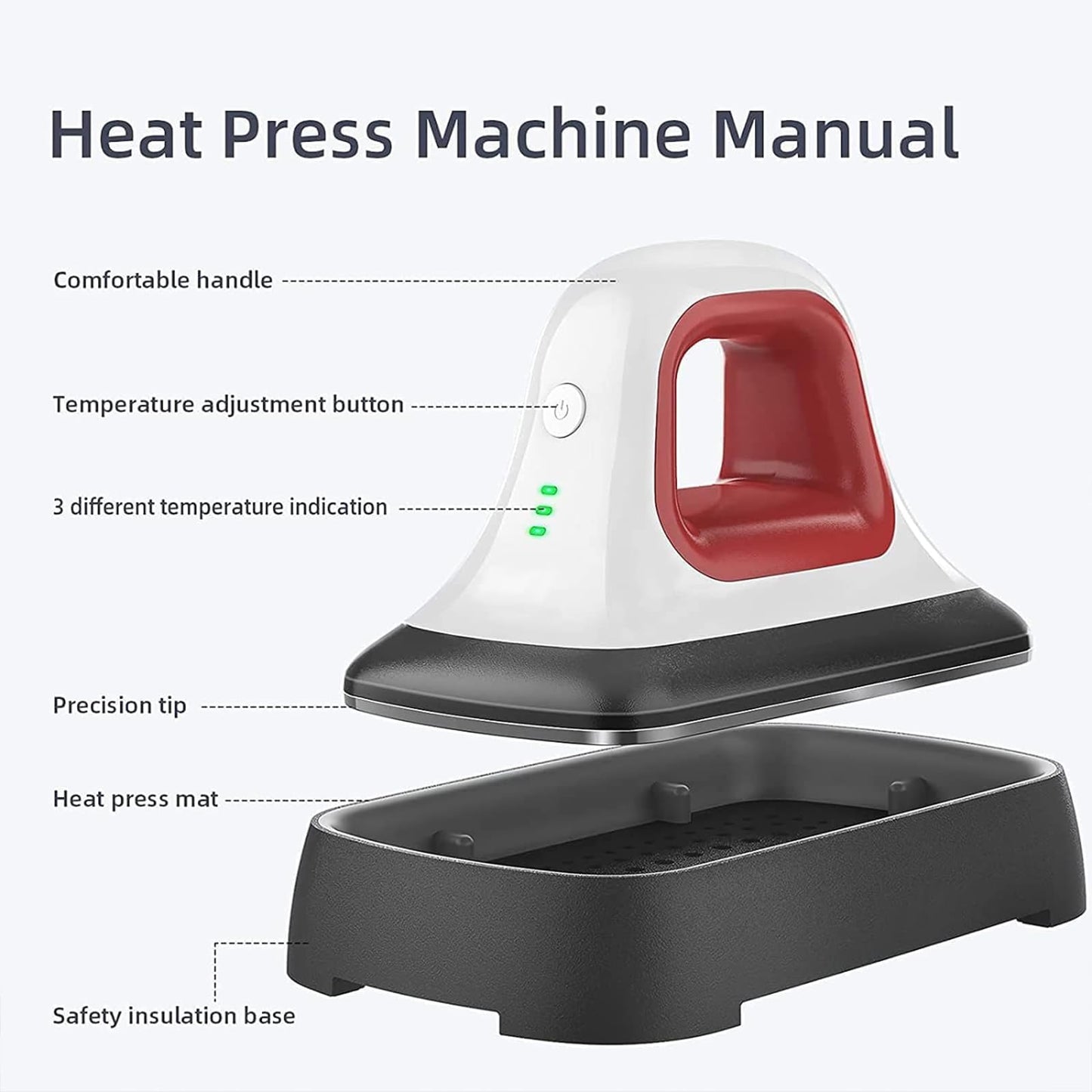 Heat Press - 7" x 3.8" Heat Press Machines for T Shirts Shoes Bags Hats and HTV Vinyl Projects & Portable Easy Iron Press Machine for Heating Transfer - WoodArtSupply