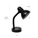 Simple Designs LD1003-BLK Basic Metal Desk Lamp with Flexible Hose Neck for Office, Living Room, Bedroom, College Dorm, Bookshelf, Black Simple Designs