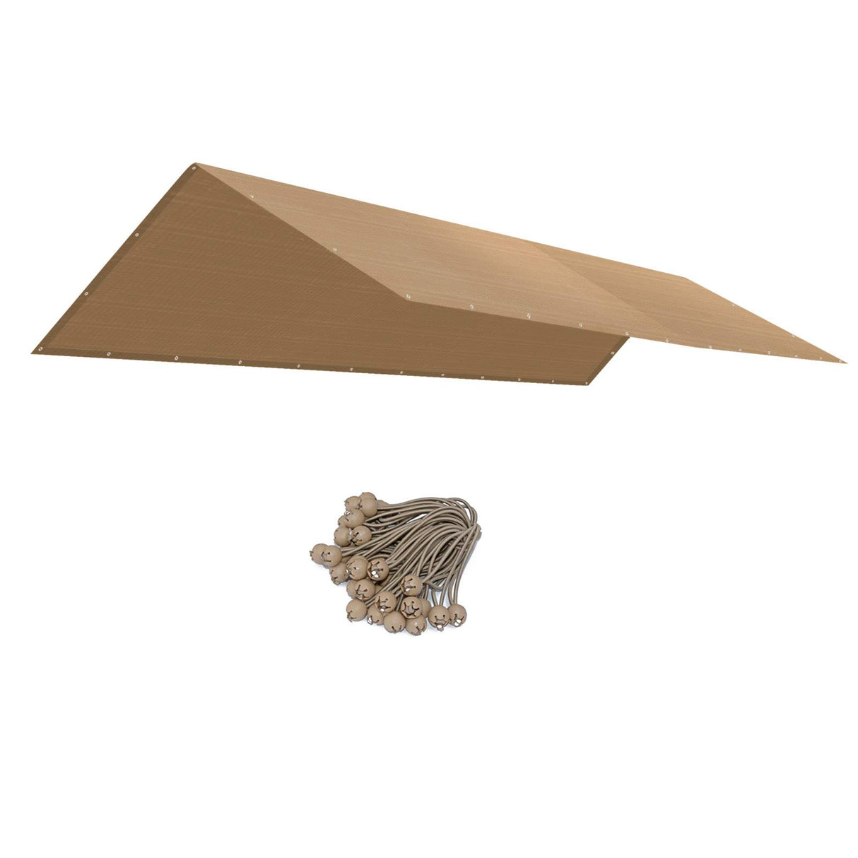 BenefitUSA 10'X20' Carport Canopy Replacement Carport Top Cover for Garage Shelter, w/Ball Bungees, Cover ONLY (Tan) BenefitUSA