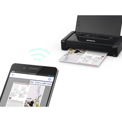 Epson Workforce WF-110 Wireless Color Mobile Printer,White, Small,Black