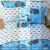 Mooreeke Kids Twin Comforter Sets for Boys 6 Pieces Truck Blue Bedding Set for Teens Soft Microfiber Kids Bed in A Bag with Comforter, Sheet Set, Shams and Decorative Toy Pillow All Season Mooreeke