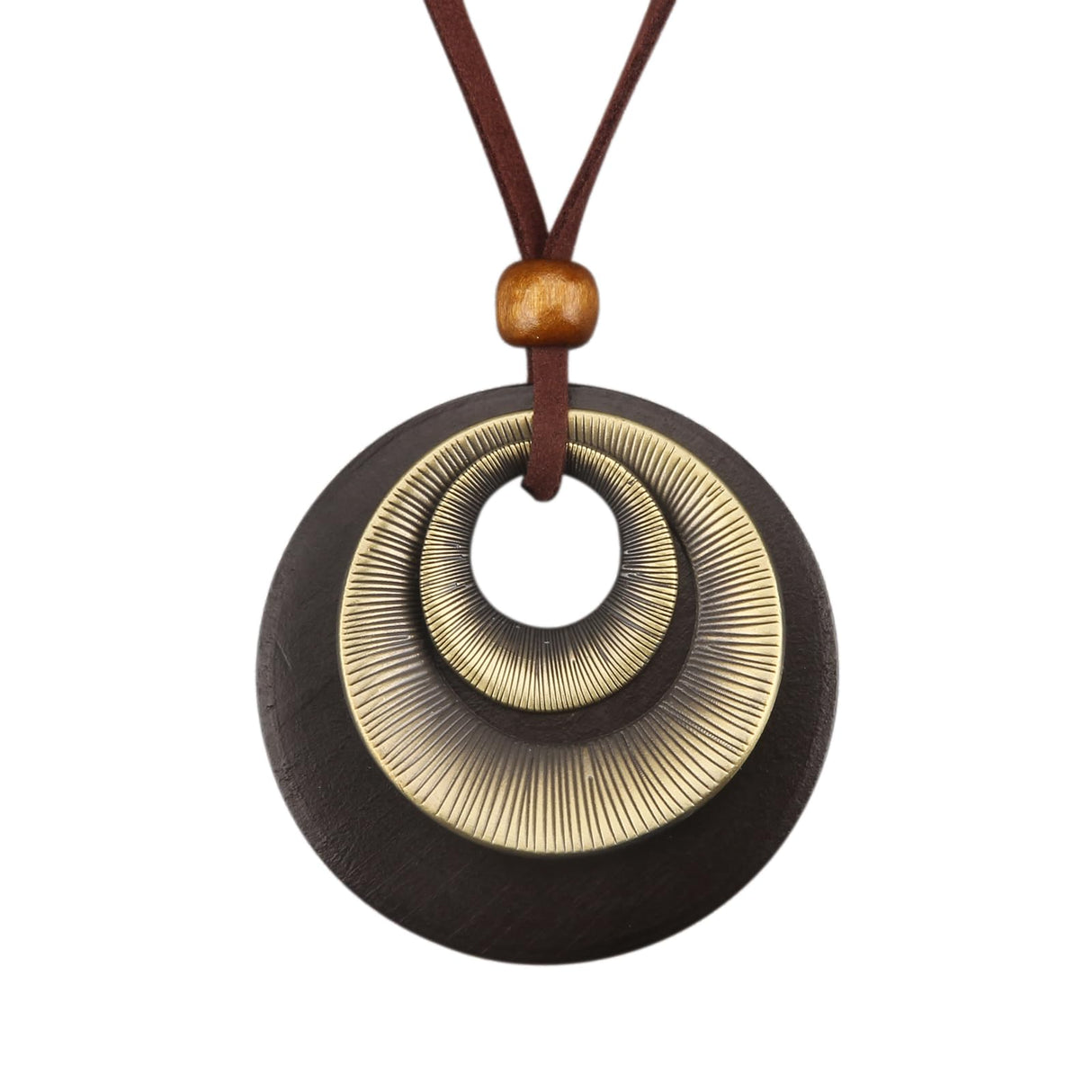 Bjesinmo Wooden Necklaces for Women Long Brown Necklaces Boho Pendant Necklace for Women Ethnic Style Wood Jewelry Necklace Bjesinmo