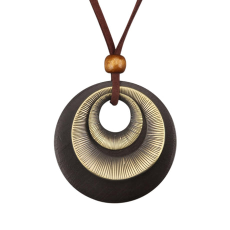 Bjesinmo Wooden Necklaces for Women Long Brown Necklaces Boho Pendant Necklace for Women Ethnic Style Wood Jewelry Necklace Bjesinmo