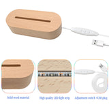 EATAKWARD 4 Pcs 5.9" Wood Rectangle Light Display Pedestal, Wooden LED Display Base Dimmable Colorful Lights Lamp Stand with USB Cable for Acrylic, Crystal, Night Light (Inner Slot, Oval base) EATAKWARD