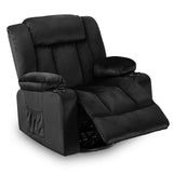 COMHOMA Recliner Chair,360° Swivel Rocker Glider Recliners with Cup Holders, Upholstered Fabric Rocking Chair for Adults,Manual Reclining Single Sofa for Living Room,Black COMHOMA