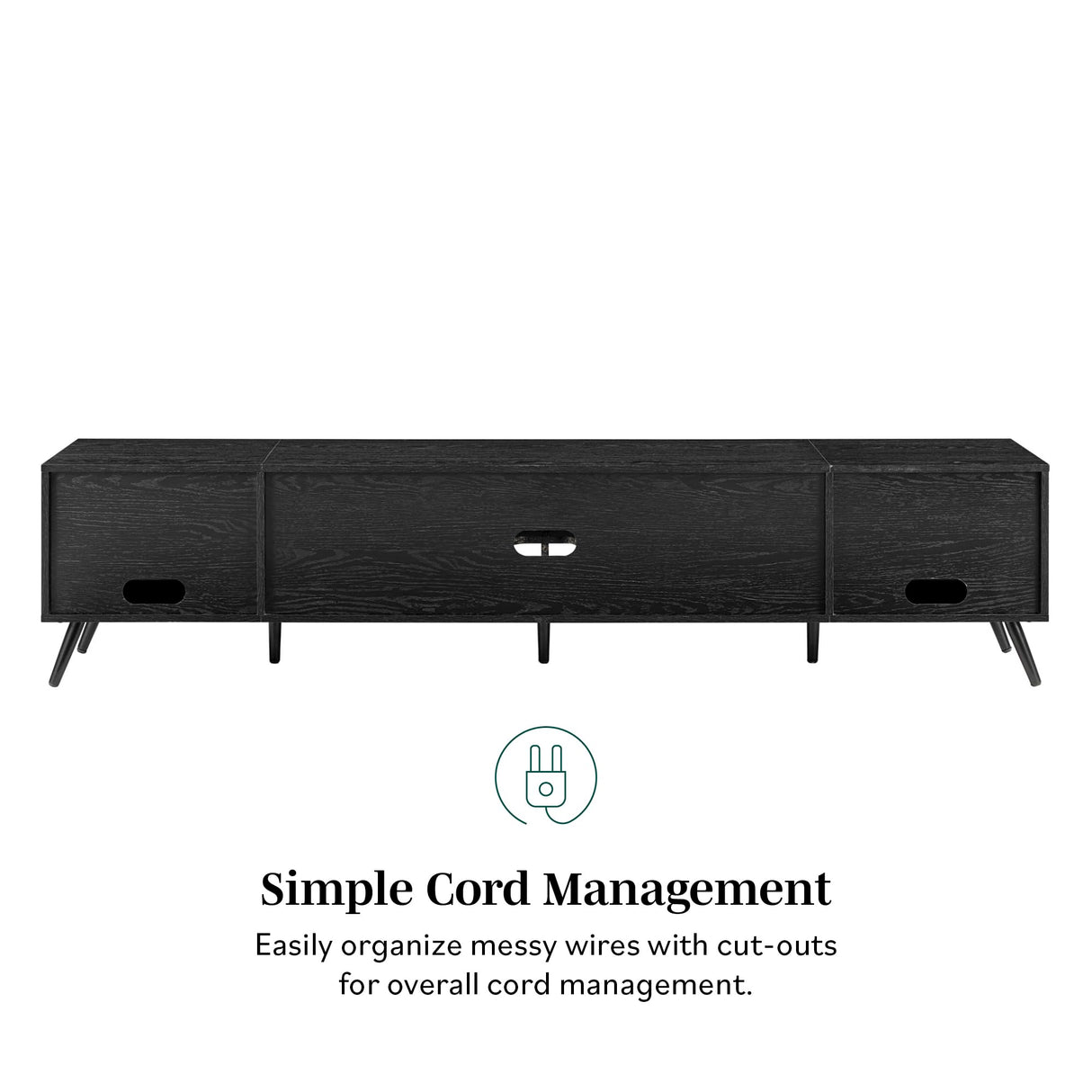 Walker Edison Nora Modern Minimal Open-Shelf TV Stand for TVs up to 90 Inches, 80 Inch, Black Walker Edison