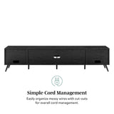 Walker Edison Nora Modern Minimal Open-Shelf TV Stand for TVs up to 90 Inches, 80 Inch, Black Walker Edison