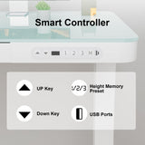 Furmax Glass Standing Desk with Drawer 48 x 24 Inch Adjustable Height Stand up Desk One-Piece Board Pre-Assembled Home Office Computer Desk with USB Ports, Glass Top Furmax