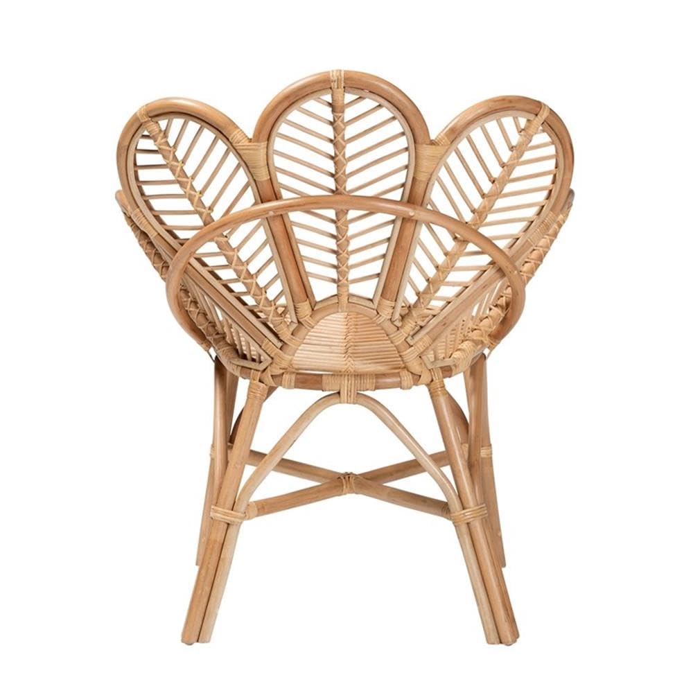 bali & pari Eliava Modern Natural Rattan Flower Accent Chair in Brown bali & pari