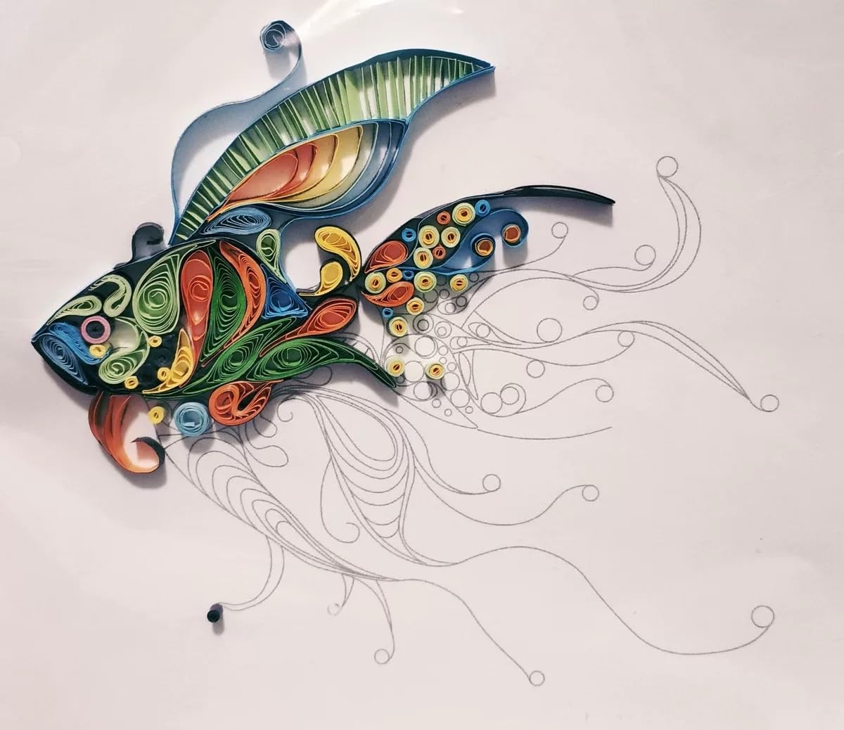 Fish Paper Quilling Kit Paper Quilling Craft Great for DIY Learning Class, Home Decoration, Birthday Gift,Parent-child interaction.It's Suitable for Children and Craftsmen.Creative Stress Reliee MerainMe