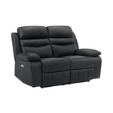 Lexicon Recliner Sofa for Living Room, Double Reclining RV Couch, Power Wall Hugger Recliner Home Theater Seating Leather Match Reclining Sofa, with USB Charge Port, 64''W Loveseat, Black Lexicon