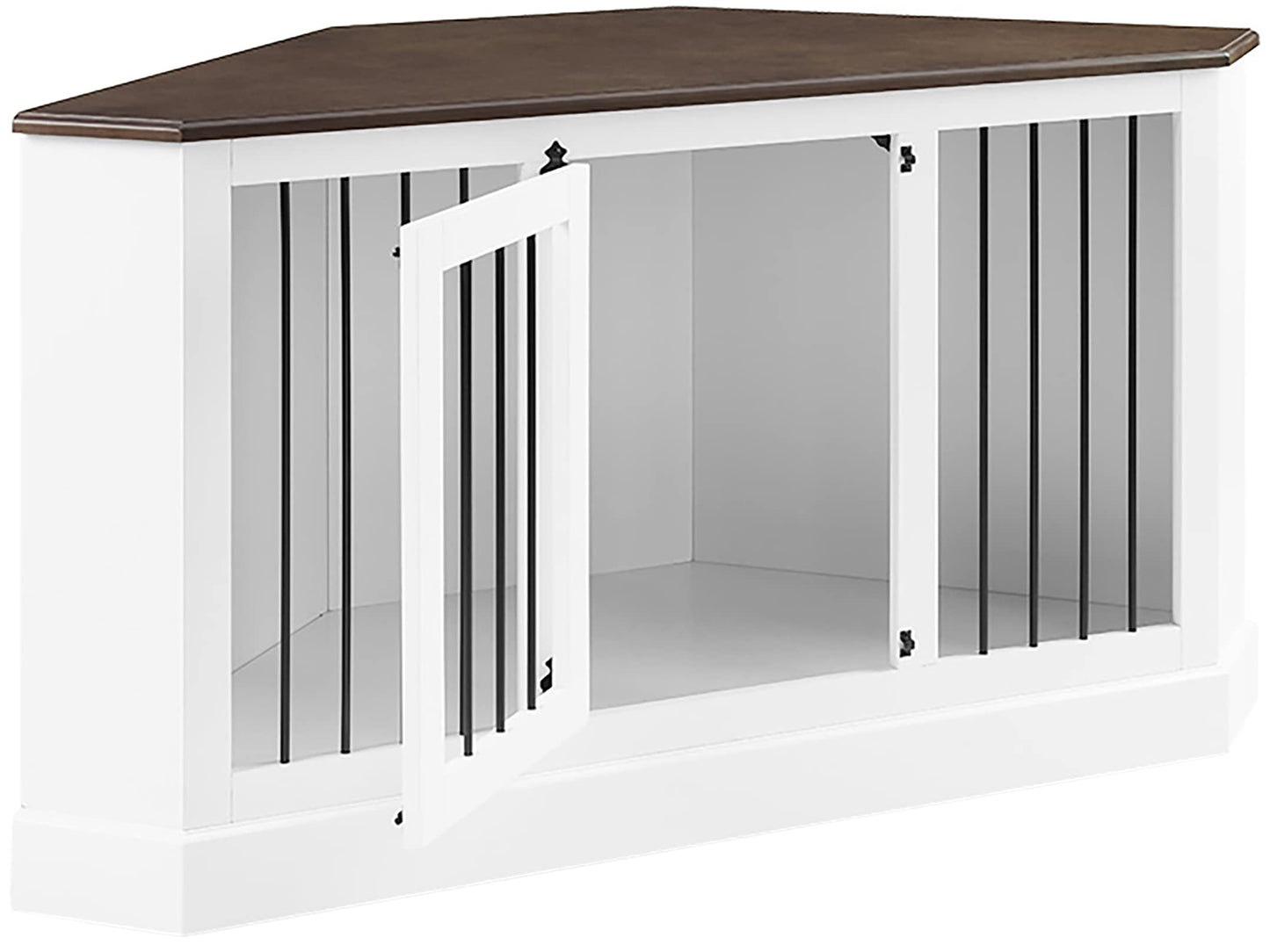 Crosley Furniture Winslow Corner Dog Crate Credenza Kennel for Pets, White - WoodArtSupply