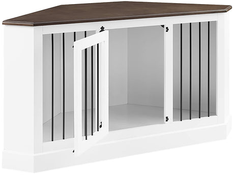 Crosley Furniture Winslow Corner Dog Crate Credenza Kennel for Pets, White Crosley Furniture