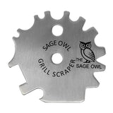 Sage Owl Bristle-Free Stainless Steel BBQ Grill Scraper – Safe Universal Grill Cleaner for Outdoor Grills, Smoker Accessories, Kitchen Gadgets, and Grilling Tools Cooking Stocking Stuffers for Men The Sage Owl