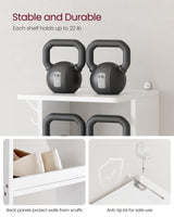 VASAGLE 7-Tier Vertical Shoe Rack, Narrow Shoe Storage Organizer with Hooks, Slim Corner Shoe Tower Rack, Space Saving for Entryway and Bedroom, White ULBS200T14 VASAGLE