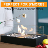 Metal Rectangle Table Top Firepit - Smores Maker Kit with 4 Roasting Sticks Indoor Tabletop Fire Pit & Outdoor Table Fireplaces, Gift for Father's Day | Modern Home Décor, Housewarming & Birthday Gift EAST FLAME