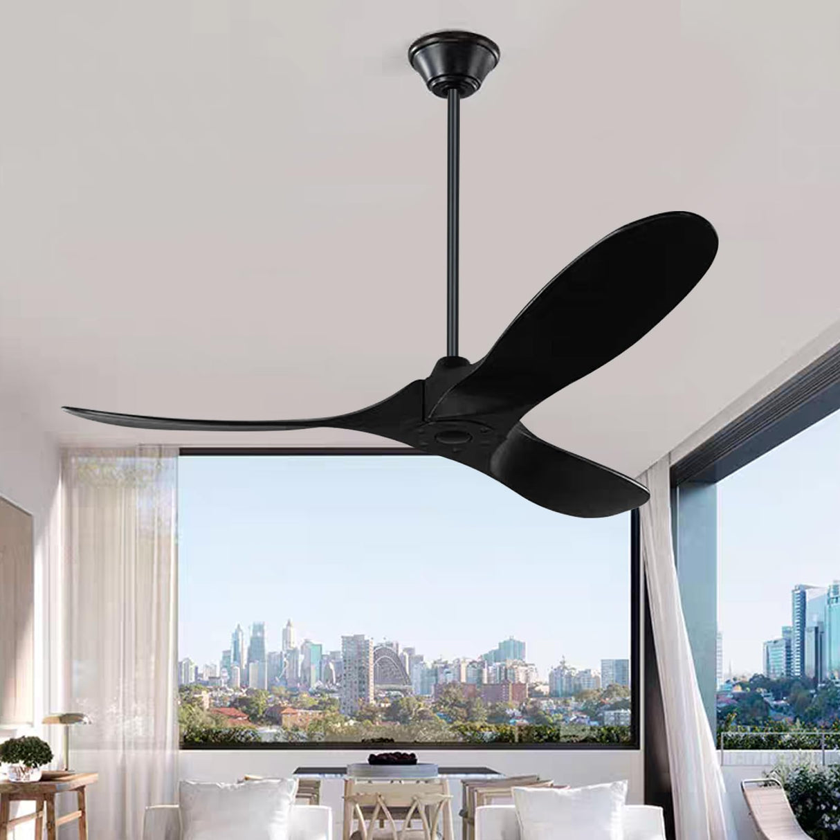 48 inch Ceiling Fan Downrod , 4 FT Black Downrod for Ceiling Fan, 1 inch Outside Diameter, Ceiling Fan Extension Downrod, Ceiling Fan Boom Suitable for a Wide Range of Fans (Black, Not Threaded) Sibosen