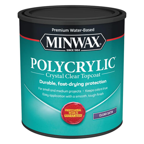 Minwax 63333 Clear Polycrylic Water-Based Protective Finish Satin, Quart, 1 Quarts (Pack of 1) Minwax