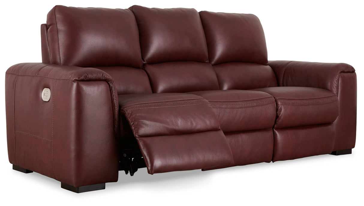 Signature Design by Ashley Alessandro Contemporary Leather Power Reclining Sofa with Adjustable Headrest, Red Signature Design by Ashley