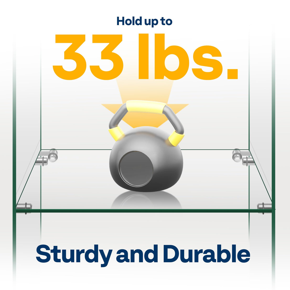 VIVOHOME 3 Layers 16''W x 16''D x 33''H Glass Display Cabinet Showcase Countertop with Lock, 4mm Tempered Glass 25mm MDF Base VIVOHOME