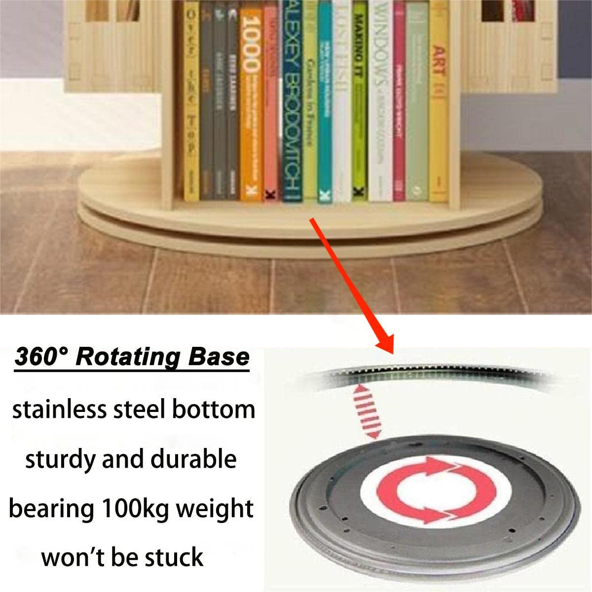 Gdrasuya10 360° Rotating Castle Bookshelf for Kids – Floor Standing Wood Bookcase - WoodArtSupply