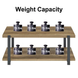 FOLUBAN Industrial Coffee Table with shelf, Wood and Metal Rustic Cocktail Table for Living Room, Oak FOLUBAN