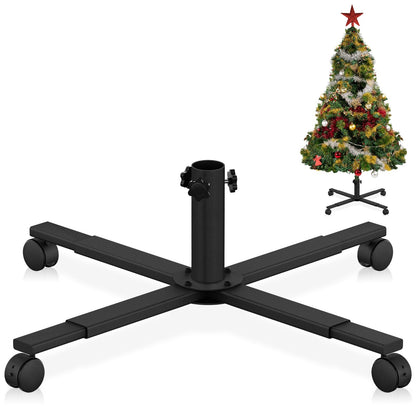 bruwaa Christmas Tree Stand for Artificial Tree, Extendable Heavy Duty Tree Stand Base with Universal Wheel for 7.5 to 9 FT Artificial Trees, Fits 0.5-1.37 Inch Tree Pole, Black