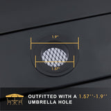 VICLLAX 7 Pieces Patio Dining Set for 6, Outdoor Furniture Set Includes 59" Rectangle Outdoor Table and 6 Stackable Patio Sling Chairs, Black Tabletop and Blue Fabric VICLLAX