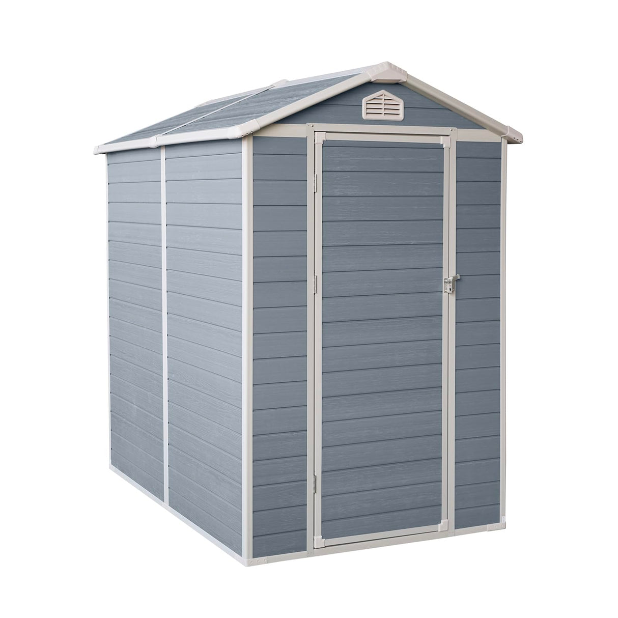 6x4 FT Resin Outdoor Storage Shed with Floor,All-Weather Outdoor Shed with Lockable Door,Window & Sloped Roof,Plastic Outside Tool Storage for Garden,Backyard,Patio,Lawn,Gray IMagacFun