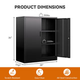 BESFUR Metal Garage Storage Cabinet 36"H, Steel Locking Cabinet with 2 Lockable Doors and 2 Adjustable Shelves easy to assemble for Home Office, Garage,School, Apartment, Warehouse, Utility Room,Black BESFUR