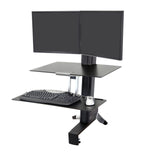 Ergotron – WorkFit-S Dual Monitor Standing Desk Converter, Sit Stand Workstation for Tabletops – With Worksurface, Black Ergotron
