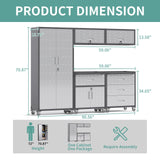 AQY Metal Garage Storage Cabinets System,5 Piece Workshop Steel Cabinet Set Included Lockable Garage Storage Cabinet with Drawers Shelves Rolling Chest and Wheels,Assembly Required AQY