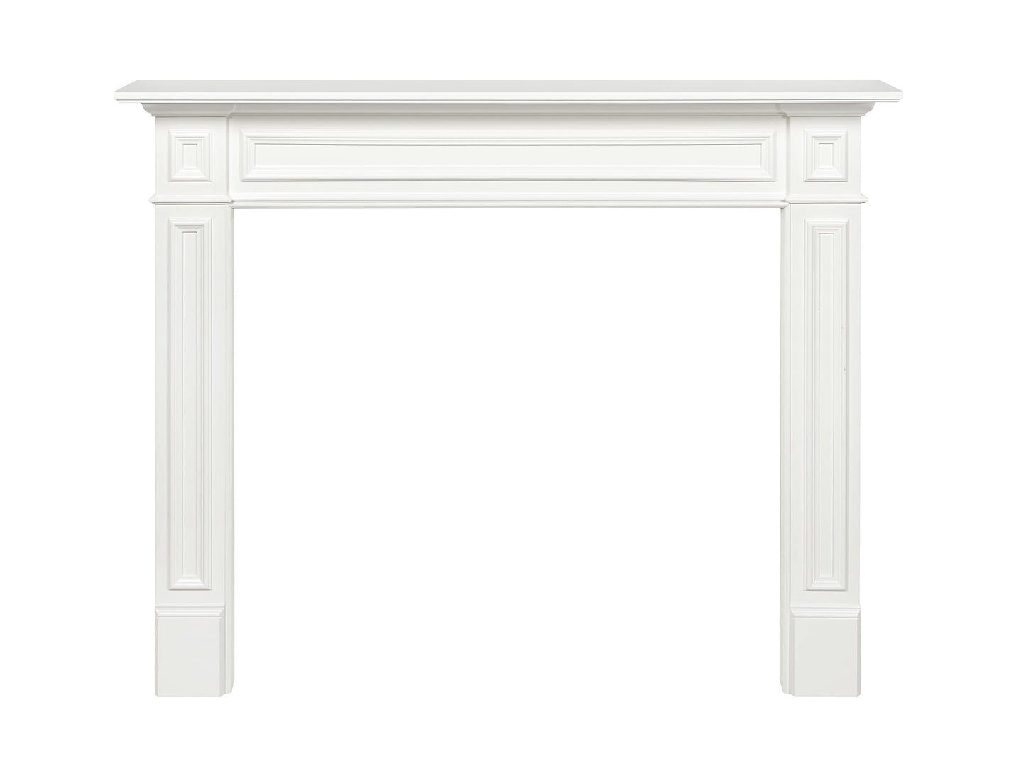 Pearl Mantels ARYB48525 Furniture for Your Fireplace, Premium Grade A MDF Mantel Surround, Crisp White Paint, Interior Opening 48" W x 42" H