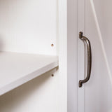 Walker Edison Larae Modern Farmhouse Two-Tone Barn Door Stand for TVs up to 65 Inches, Without Fireplace, Rustic Oak/White Walker Edison